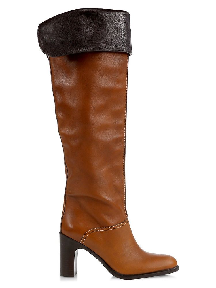 See by Chloé Women's Annia Over-The-Knee Leather Boots - Cammello - Size   | The Summit