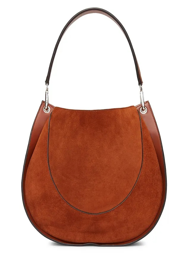 Peny Bag in Brown Suede Leather Shoulder Leather Banana Bag 