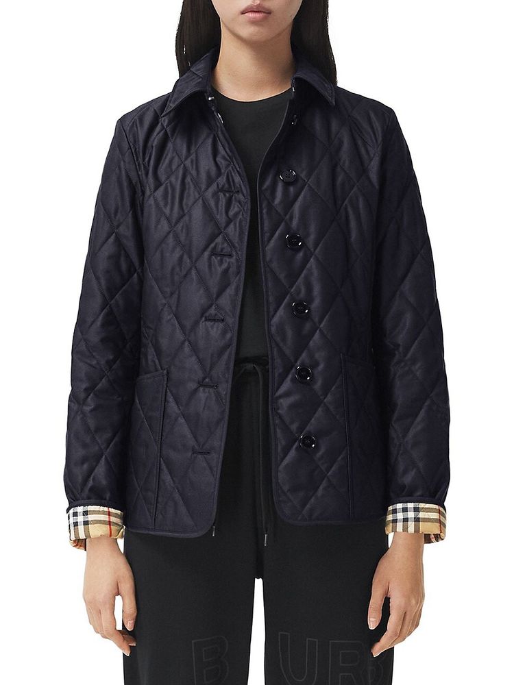 Burberry Women's Fernleigh Quilted Logo Jacket - Midnight - Size XXS | The  Summit