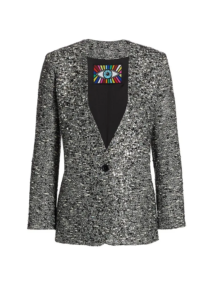 White sparkling tweed blazer