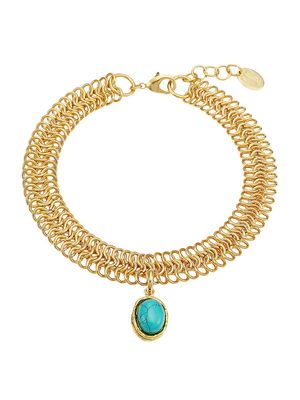 Women's Goldtone & Turquoise Charm Chunky Choker Necklace - Gold