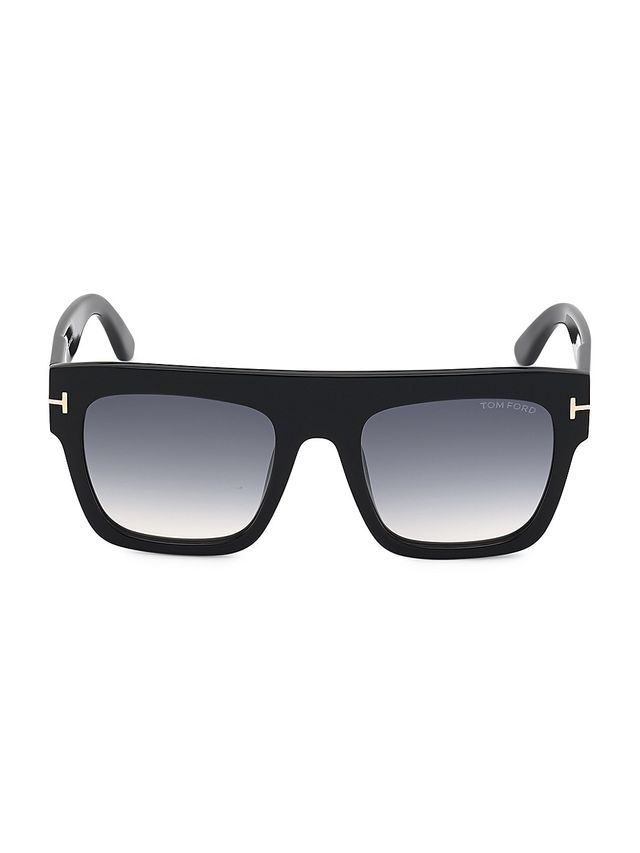 Tom Ford Men's Renee Gradient Smoke 52MM Square Sunglasses - Shiny Black |  The Summit