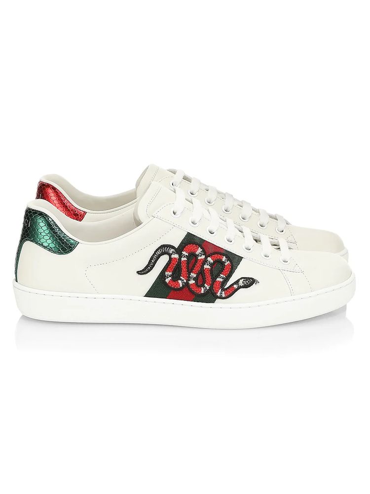 Gucci Men's Ace Embroidered Sneakers - White - Size 8 | The Summit