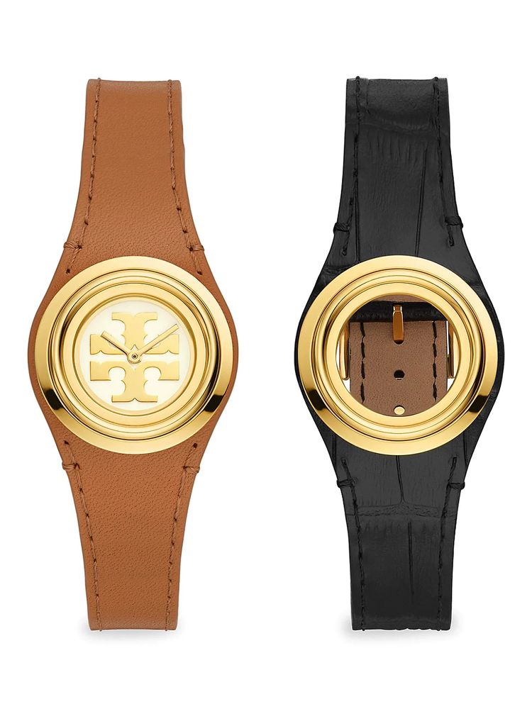 Tory Burch Women's Miller Leather Two-Hand Watch & Strap Gift Set - Brown |  The Summit