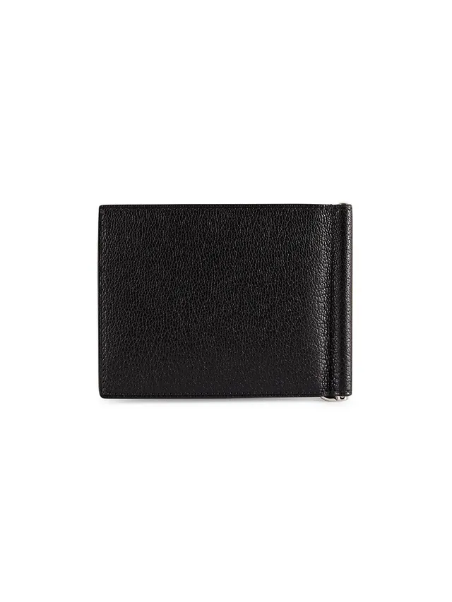 Portadoll Leather Money Clip Wallet in Black - Saint Laurent