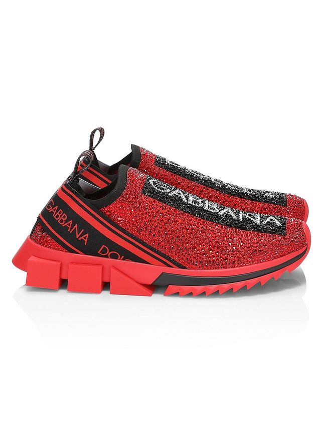 DOLCE & GABBANA Men's Sorrento Embellished Logo Slip-On Knit Sneakers -  Rosso Nero | The Summit