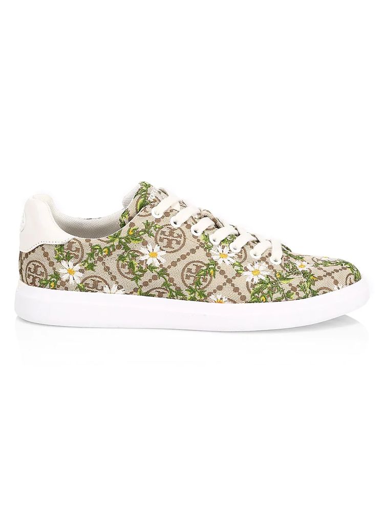 Tory Burch Women's T Monogram Howell Floral-Embroidered Sneakers - Hazel -  Size 5 | The Summit