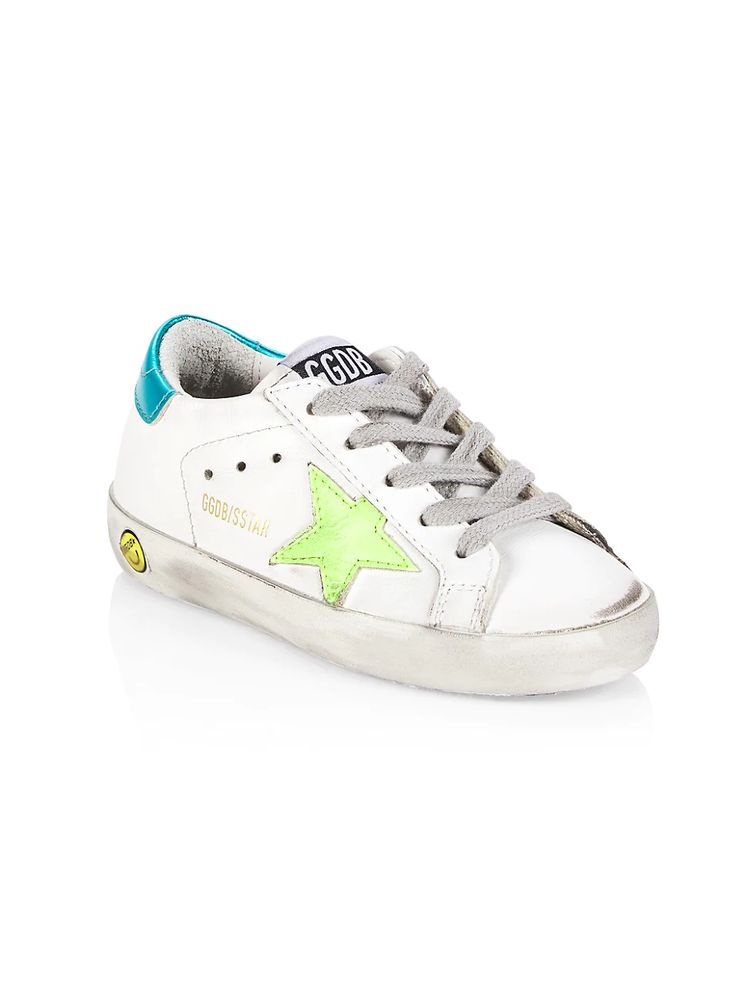 Whitney voelen opgroeien Golden Goose Kid's Superstar Leather Star Patch Low-Top Sneakers - White  Yellow Fluo Turquoise | The Summit