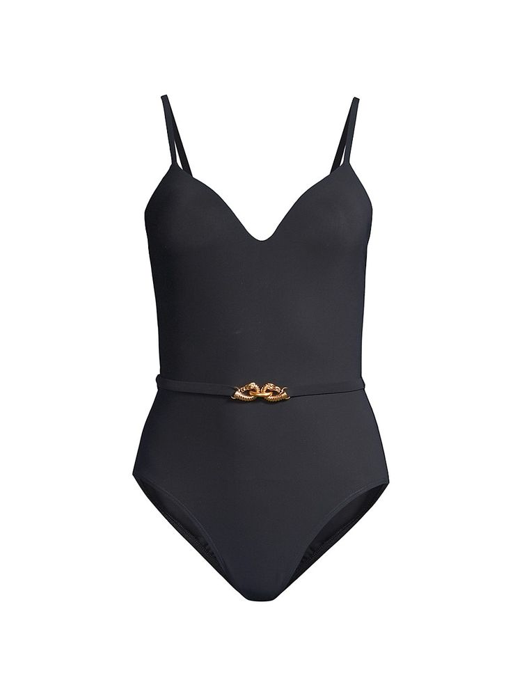 Tory Burch Women's Jessa Belted One-Piece Swimsuit - Black | The Summit