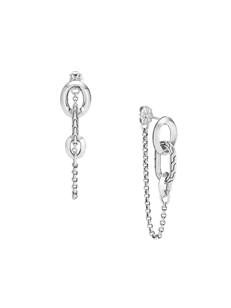 John Hardy Silver Classic Chain Mamuli Drop Earrings