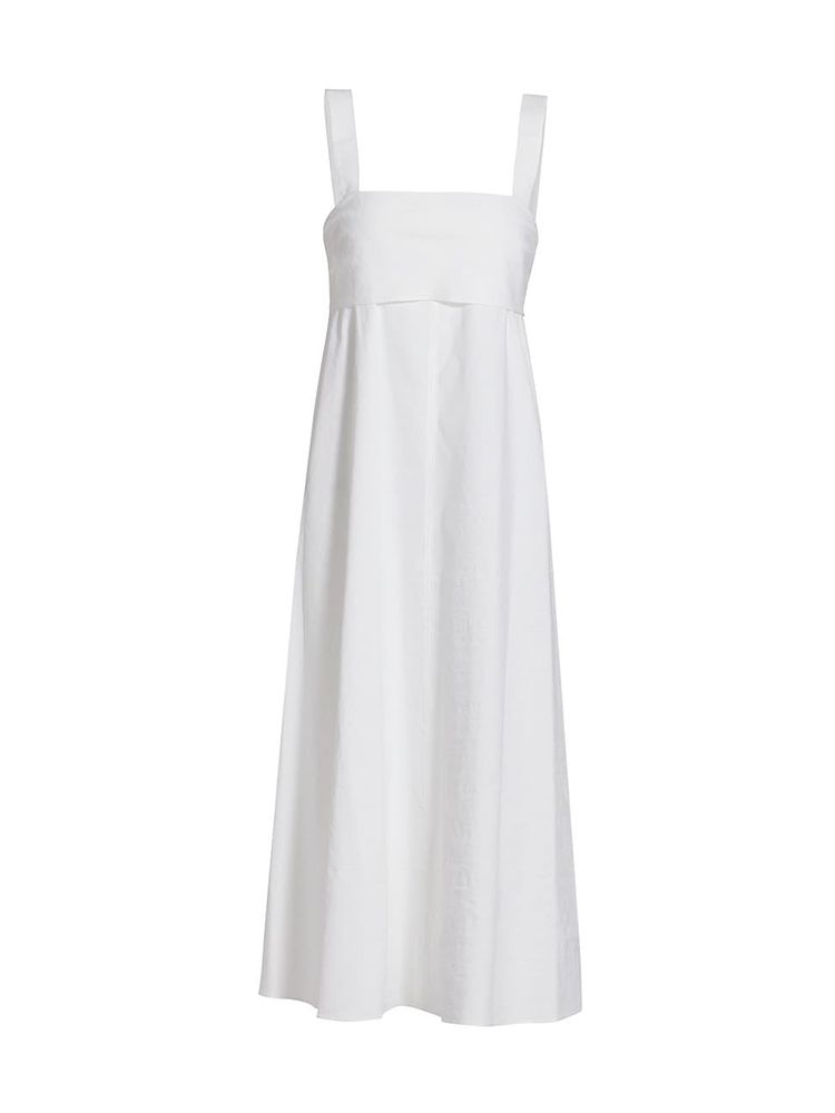 Theory Women's Tie-Back Linen-Blend Midi Dress - White - Size XS | The  Summit