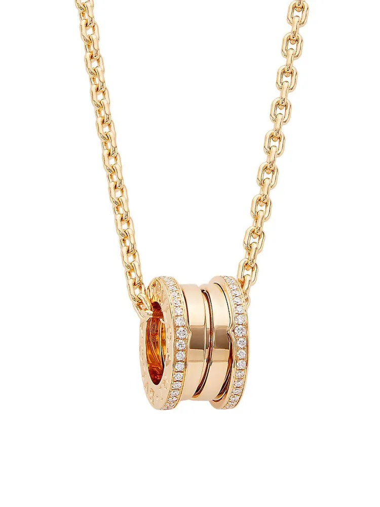 Bvlgari B.Zero1 18K Rose Gold Diamond Charm Necklace