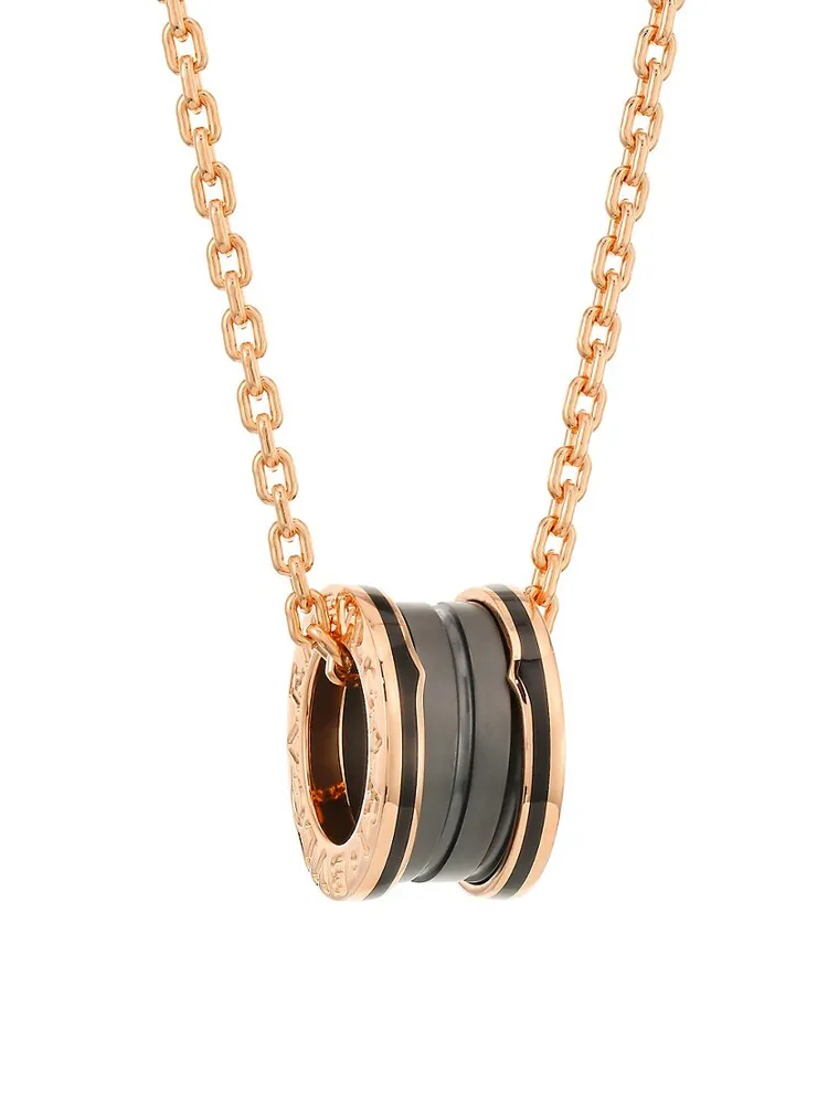 Bvlgari B.zero1 18kt Pink Gold and Ceramic Pendant with Chain