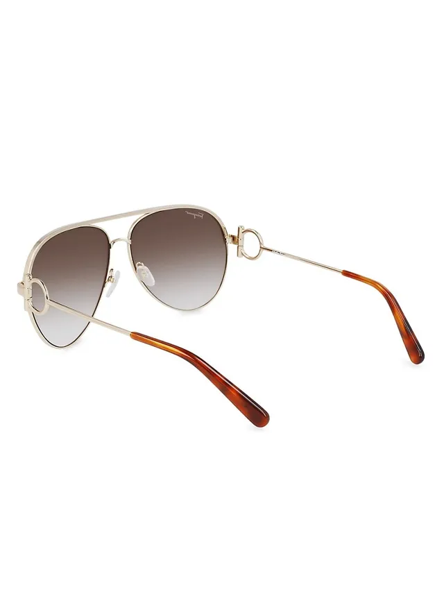 Gucci Men's 60mm Navigator Sunglasses Gold