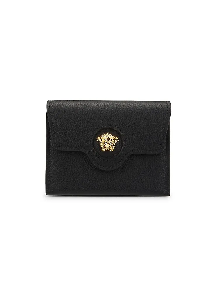 Versace Women's Medusa Leather Accordion Card Case - Black One-Size