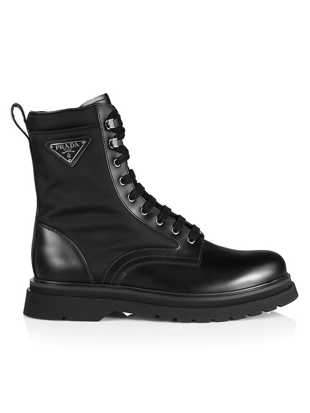 Prada Men's Monolith Lug-Sole Leather Combat Boots | The Summit