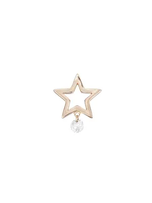 18K Rose Gold & Diamond Star Single Earring