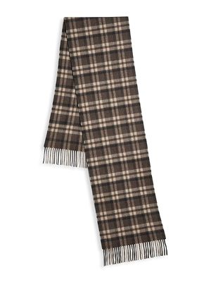 Men's COLLECTION Wool-Cashmere Blend Plaid Scarf - Brown