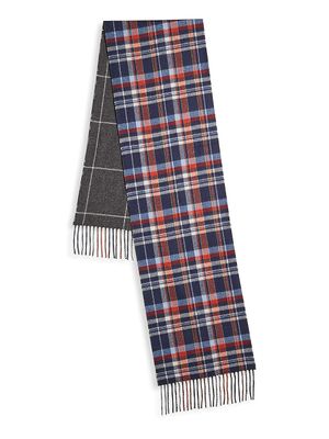 Men's COLLECTION Reversible Silk & Cashmere Scarf - Navy Grey