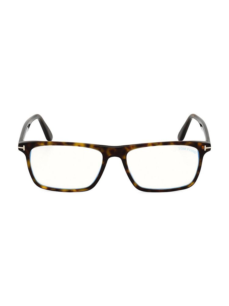 Tom Ford Men's 56MM Blue Block Rectangular Optical Glasses - Dark Havana |  The Summit