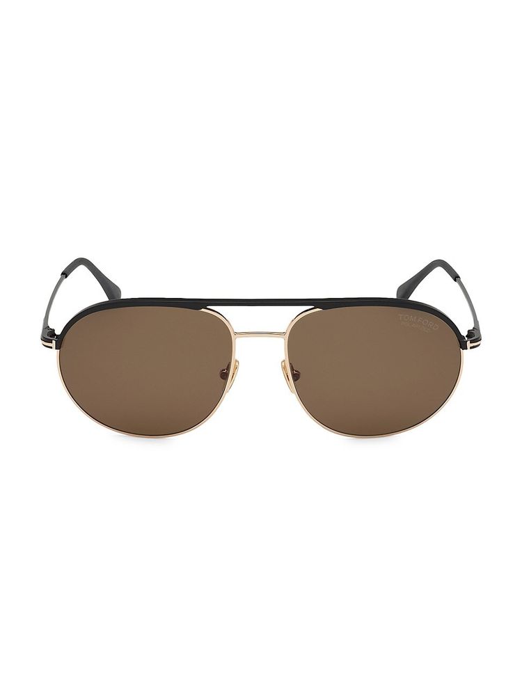 Tom Ford Men's 59MM Matte Black & Gold Pilot Sunglasses - Black | The Summit