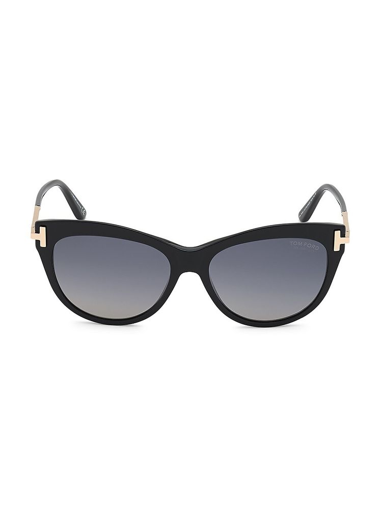 Tom Ford Women's 52MM Cat Eye Sunglasses - Shiny Black Smoke Polarized |  The Summit