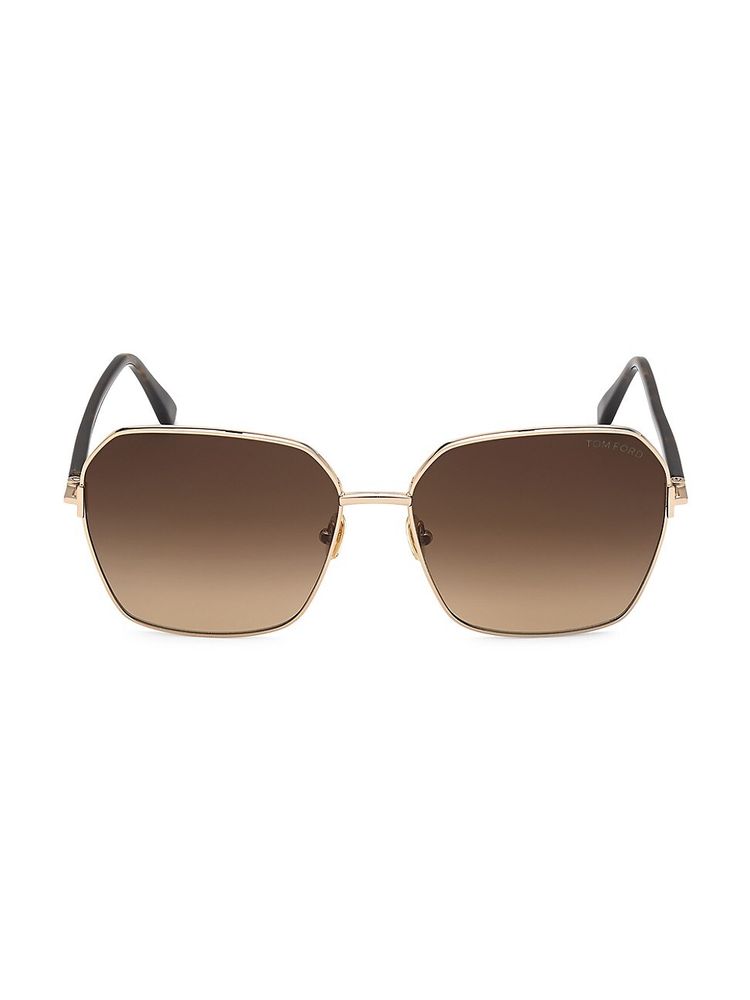 Tom Ford Women's Claudia 62MM Geometric Sunglasses - Dark Havana Gradient  Brown | The Summit