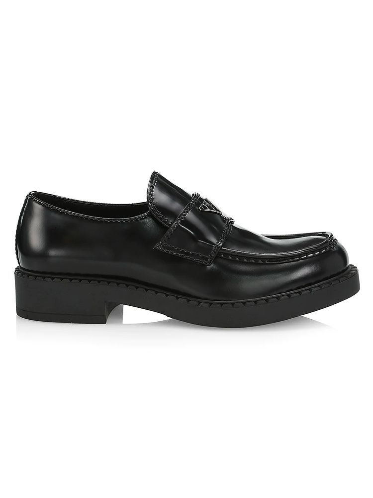 black loafers women prada