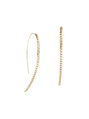 Women's 14K Yellow Gold Nude Curb Open Hoops - Gold