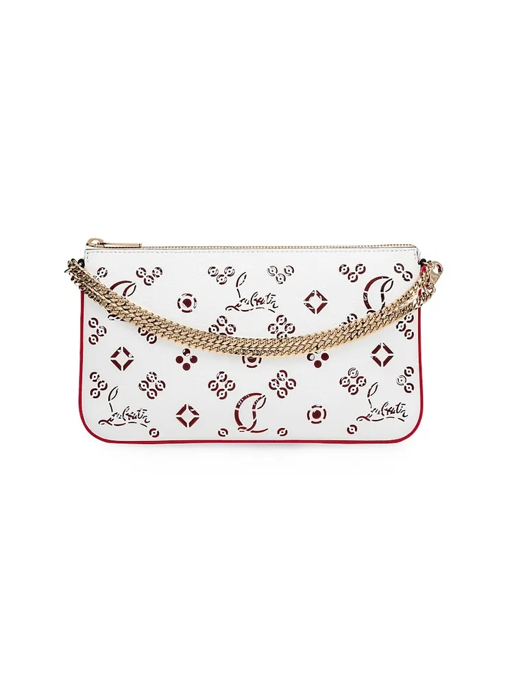 Christian Louboutin Loubila Loubinthesky Perforated Pouch Shoulder Bag in  White