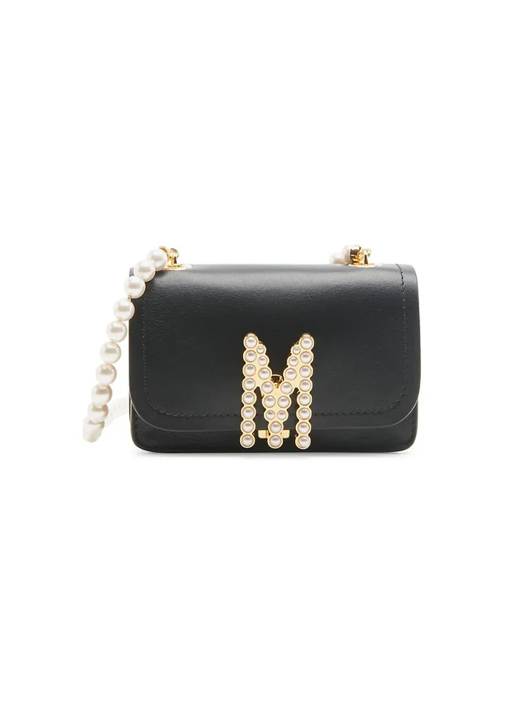 Women's Moschino Chain & Faux Pearl Embellished Faux Leather