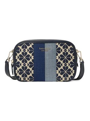 Women's Medium Flower Jacquard Stripe Camera Bag - Blue Multi
