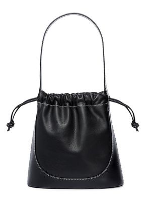 Women's Cinch Leather Bucket Bag - Black