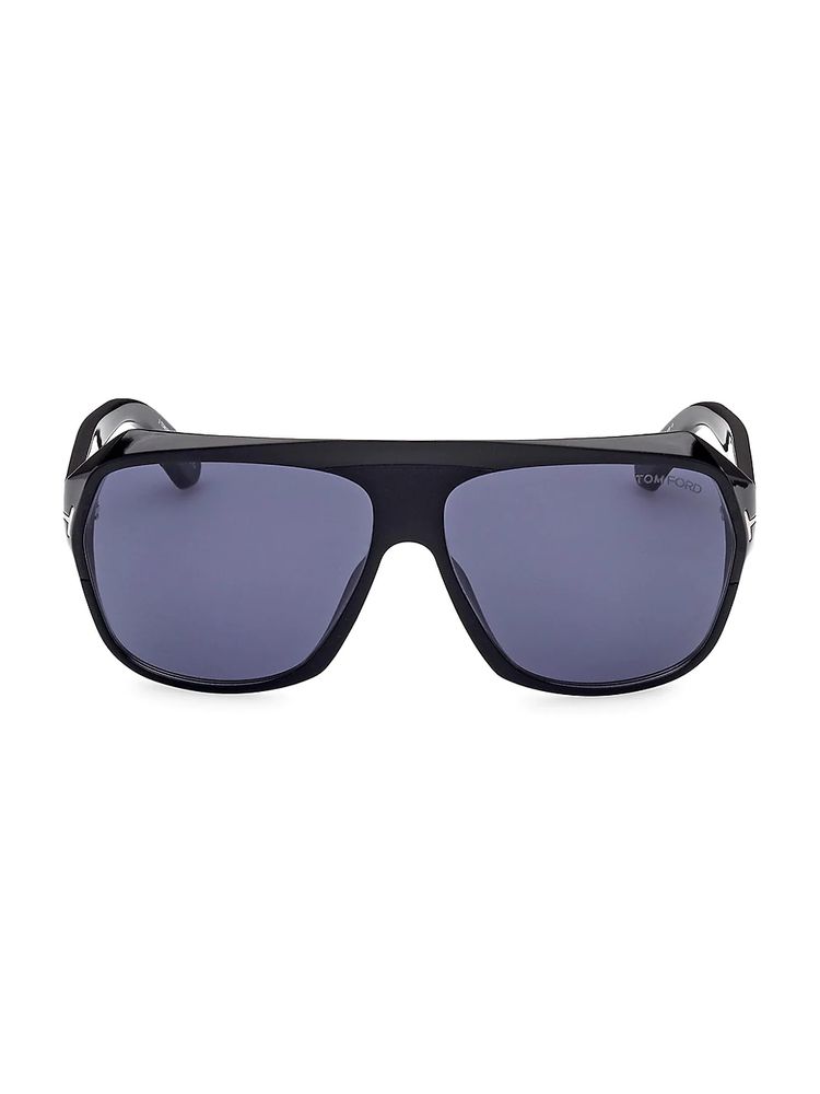 Tom Ford Men's Hawkings-02 62MM Aviator Sunglasses - Shiny Black Blue  Lenses | The Summit