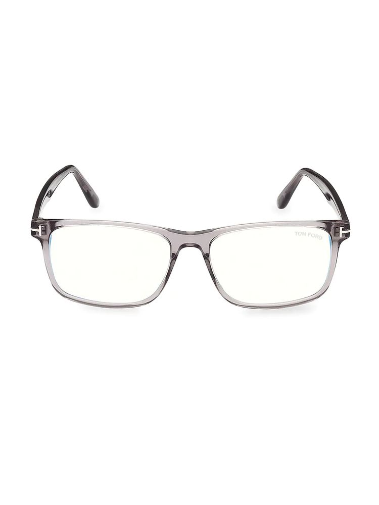 Tom Ford Men's Blue-Light Filter 55MM Square Sunglasses - Shiny Transparent  Grey | The Summit