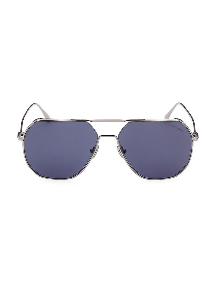 Tom Ford Men's 59MM Geometric Sunglasses - Shiny Light Ruthenium | The  Summit