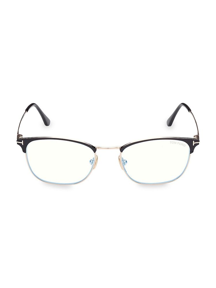 Tom Ford Men's 52MM Blue Filter Square Glasses - Shiny Black | The Summit