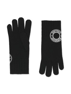 Women's Logo Graphic Cashmere-Blend Gloves - Black