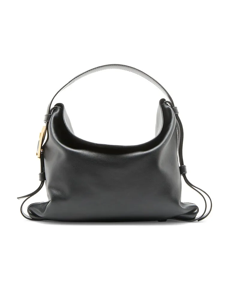 Black Patent Embossed Slouch Handbag