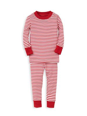Little Kid's Santa Santics Stripe Pajamas Set - Red