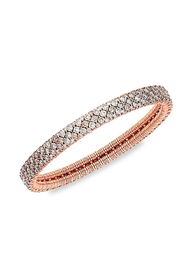 Moon & Star Gold Stretch Bracelet in Pink Enamel