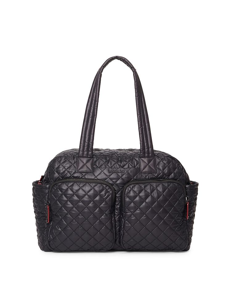 Large Quilted Nylon Tote Bag - Black