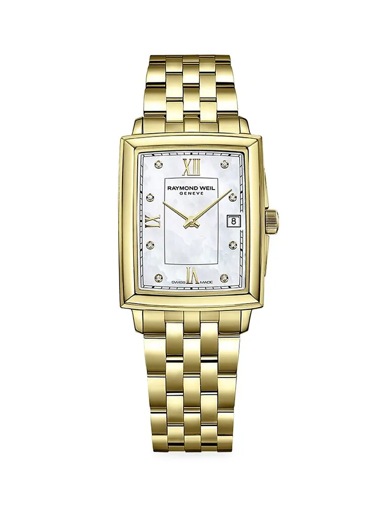 Men's Gold-Plated Steel Leather Strap Watch - Toccata