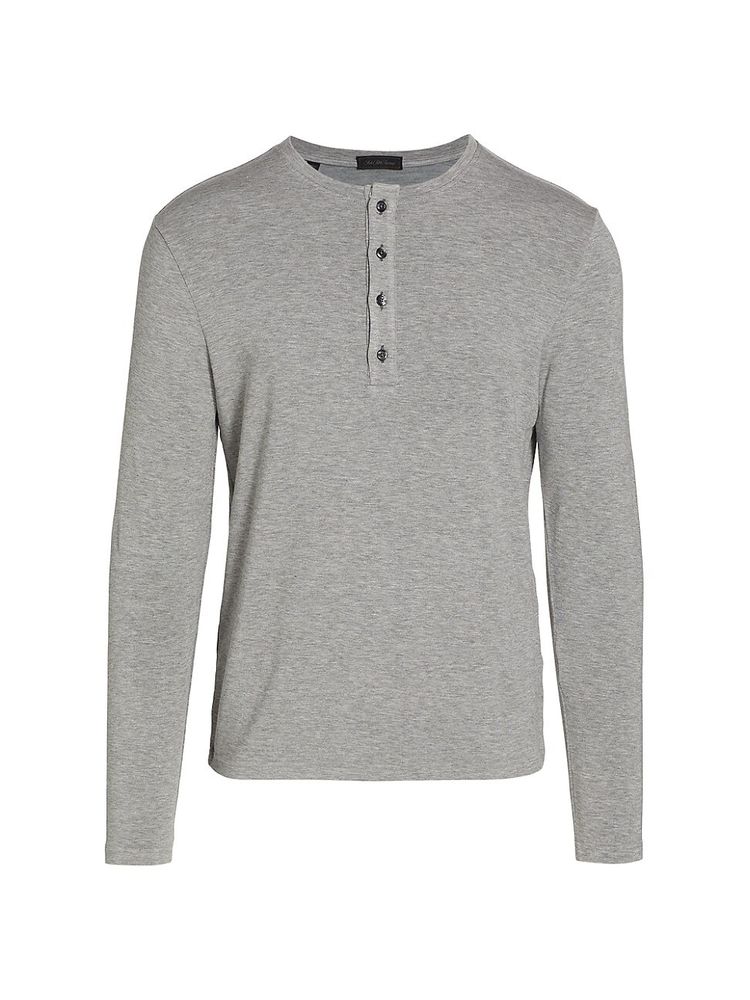 Saks Fifth Avenue Men's COLLECTION Heathered Long-Sleeve Henley - Oyster  Mushroom | The Summit