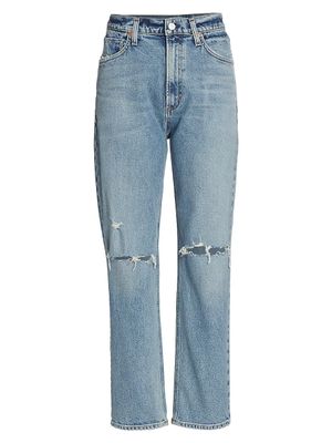 Women's Marlee High-Rise Distressed Stretch Tapered Jeans - Free Port