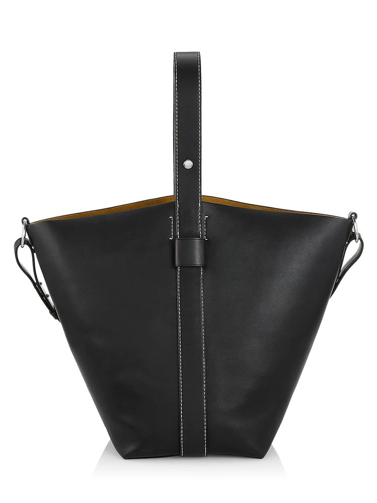 Schouler White Women's Leather Bucket Bag - Black Summit