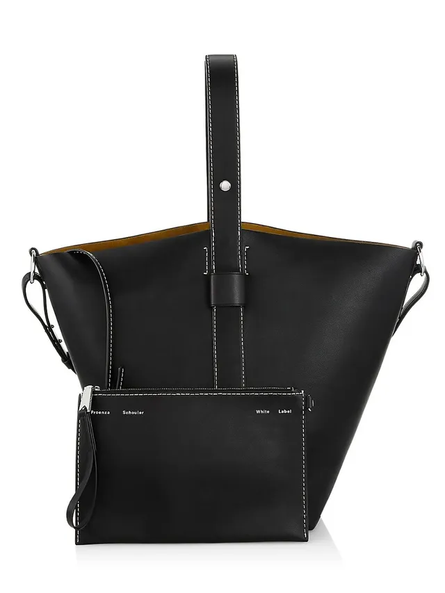 rive gauche laced bucket bag in smooth leather