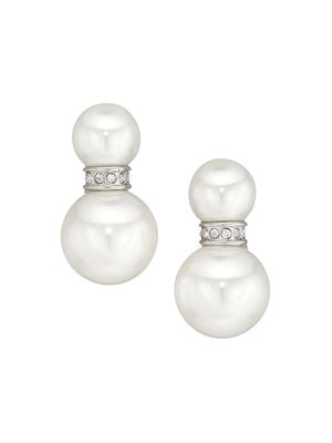 Women's Double Pearl Drop Earrings - Pearl