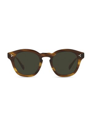Men's 48MM Round Sunglasses - Dark Brown