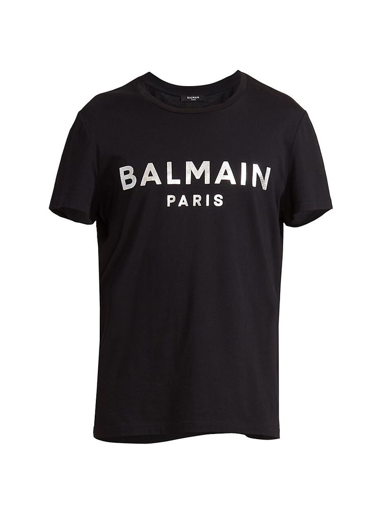 Balmain Men's Metallic Foil Logo - Black Silver | The Summit